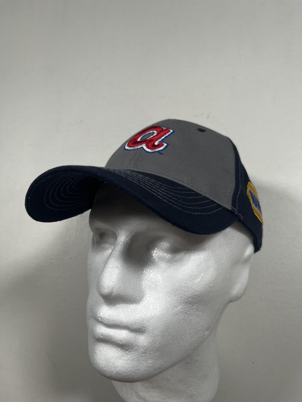 Atlanta Braves Hat Cap Strap Back Mens One Size Gray Navy MLB Baseball NAPA